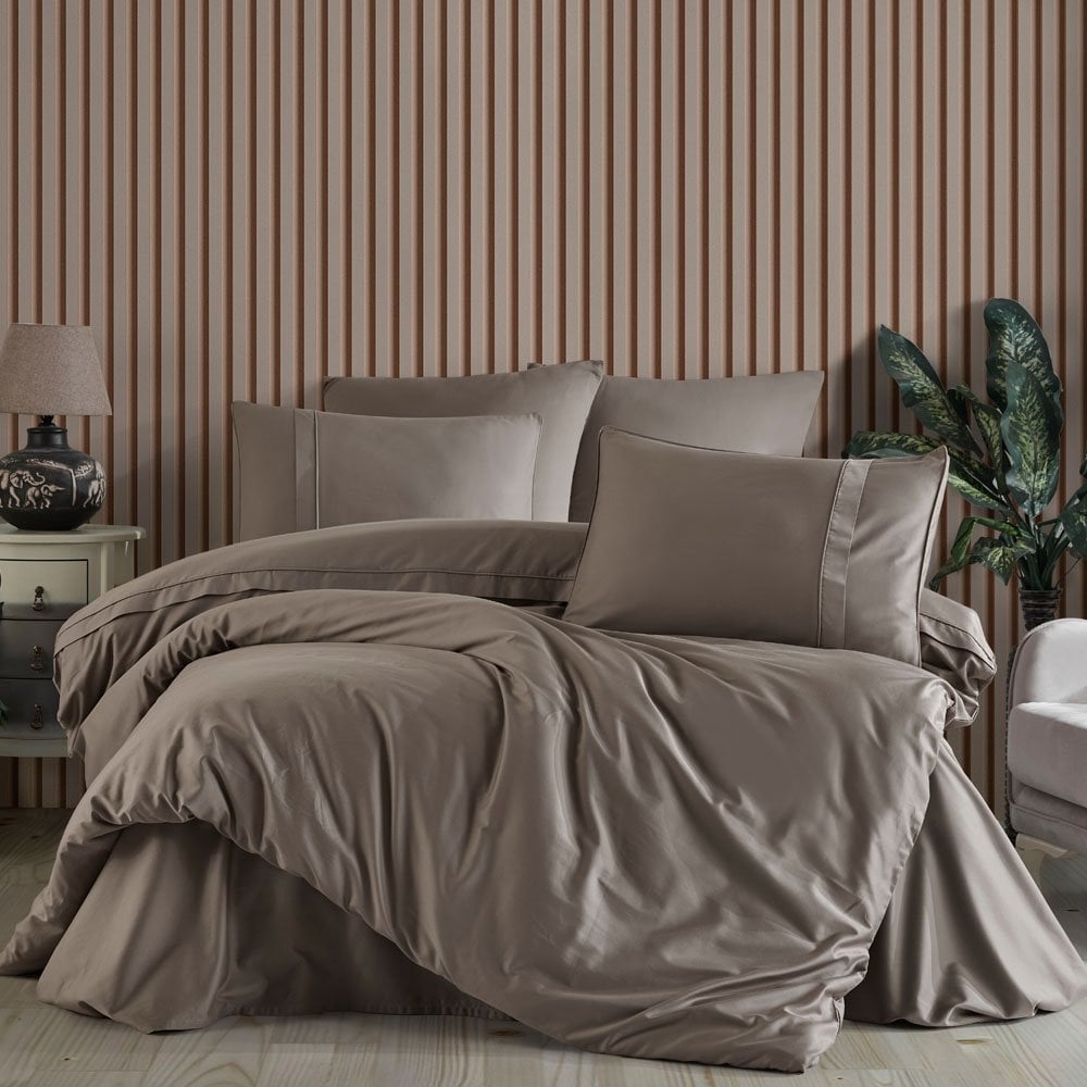 Plain - Camel  Çift Kişilik 300TC Saten Nevresim Takımı