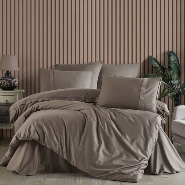 Plain - Camel  Çift Kişilik 300TC Saten Nevresim Takımı