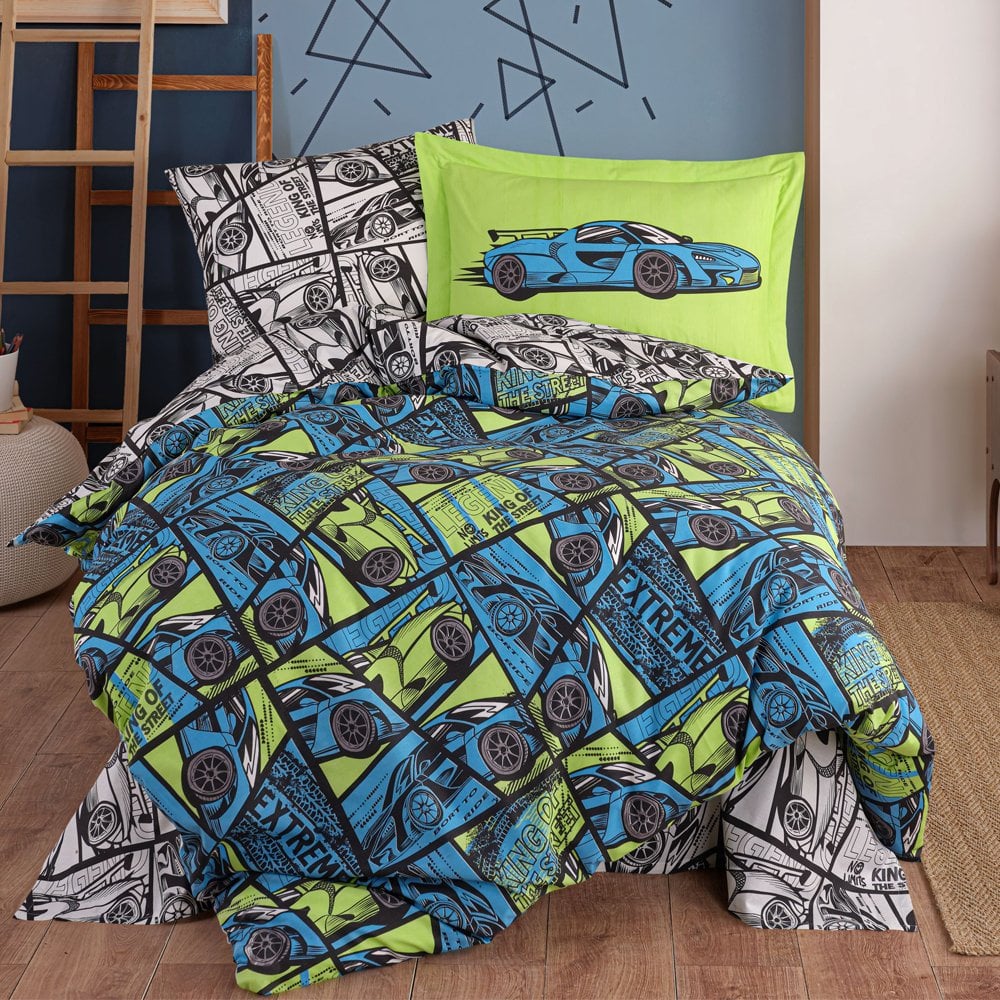 Cars Blue - Poplin Studio Single Duvet Cover Set