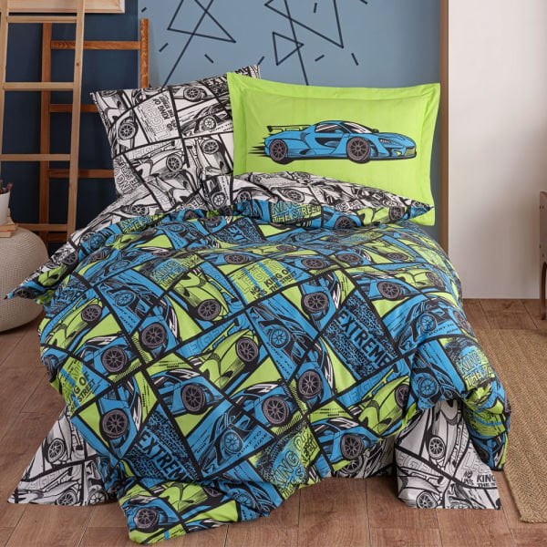 Cars Blue - Poplin Studio Single Duvet Cover Set