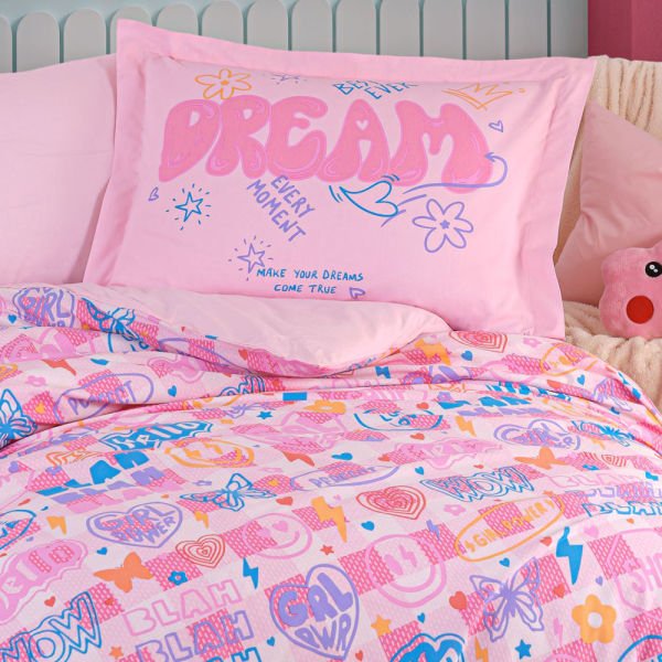 Freya Pink - Poplin Studio Single Duvet Cover Set