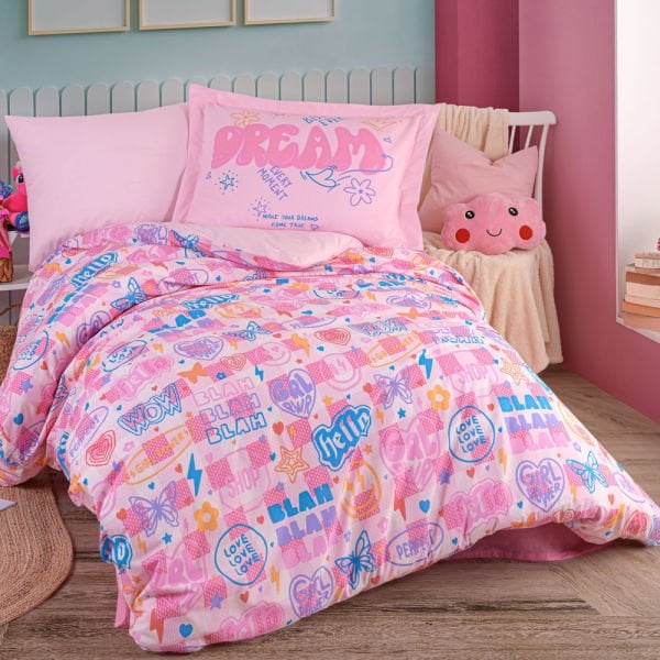 Freya Pink - Poplin Studio Single Duvet Cover Set