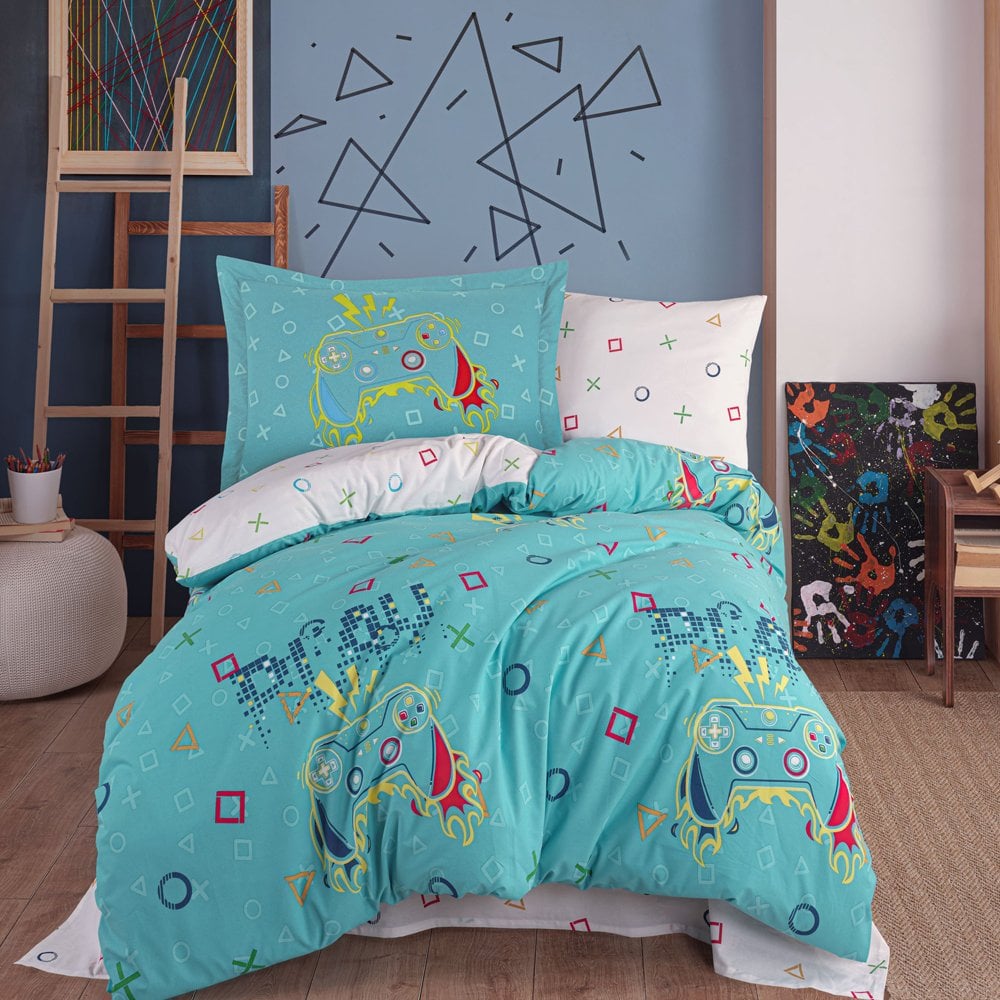Gamer Turquoise - Poplin Studio Single Duvet Cover Set