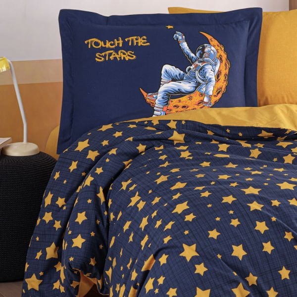 Space Lacivert - Poplin Studio Tek Kişilik Nevresim Takımı