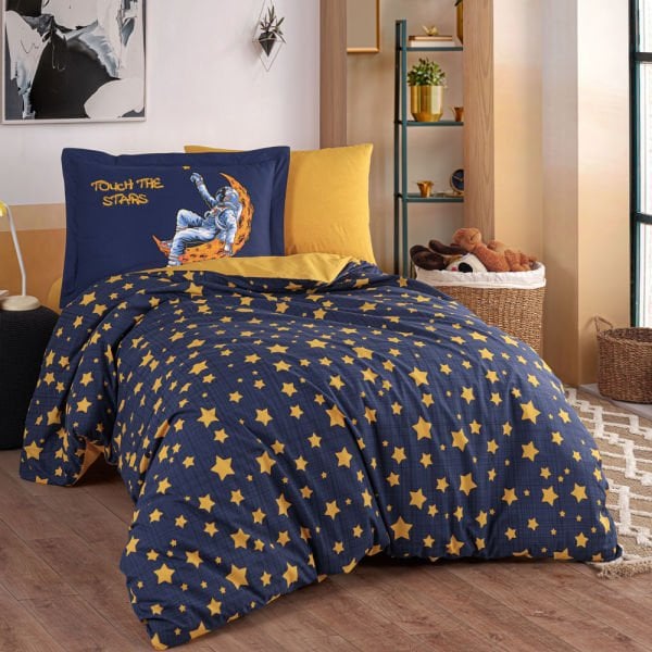 Space Lacivert - Poplin Studio Tek Kişilik Nevresim Takımı