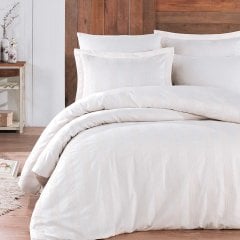 Wafel White - Double Jacquard Satin Duvet Sets