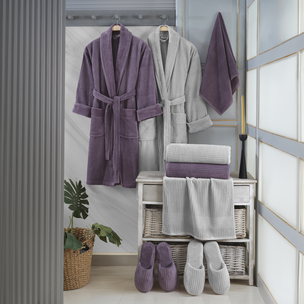 Lussa - Комплект хлопковых халатов - Фиолетово-серый
