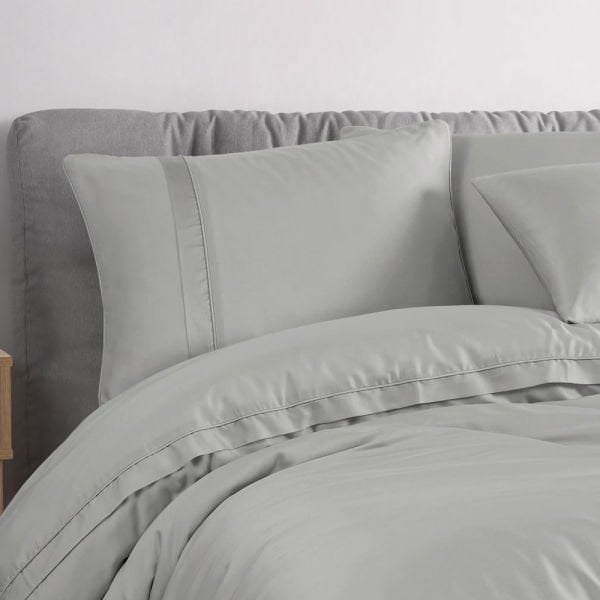 Çift Kişilik 300 TC Tencel Düz Saten Nevresim Takımı - Açık Gri