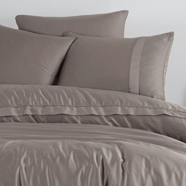 Çift Kişilik 300 TC Tencel Düz Saten Nevresim Takımı - Kahve