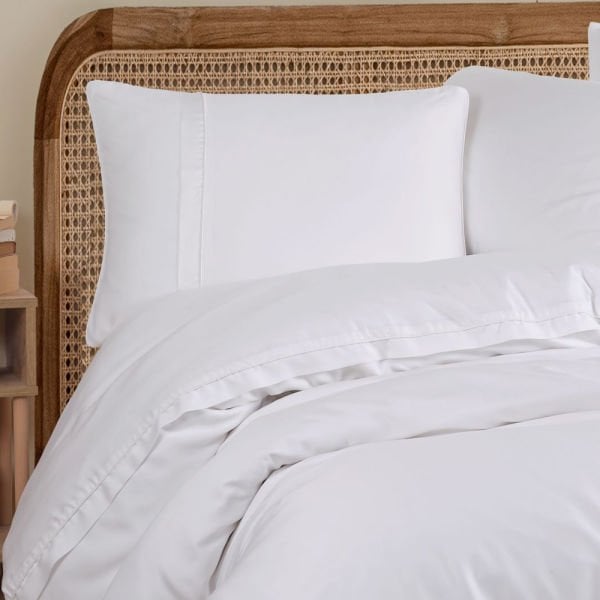 Комплект постельного белья Double 300 TC Tencel Plain Satin Duvet Cover Set - Белый
