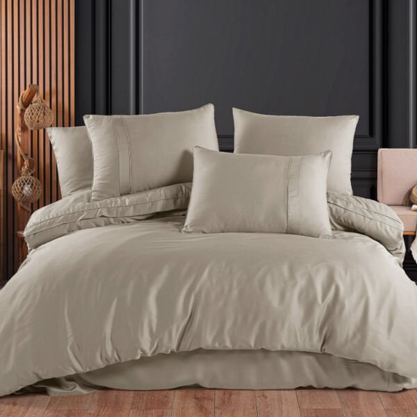 Комплект постельного белья Double 300 TC Tencel Plain Satin Duvet Cover Set - Белый