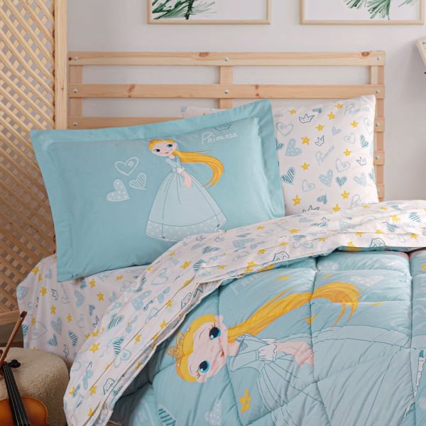 Prenses Yeşil -  Poplin Studio Tek Kişilik Uyku Seti