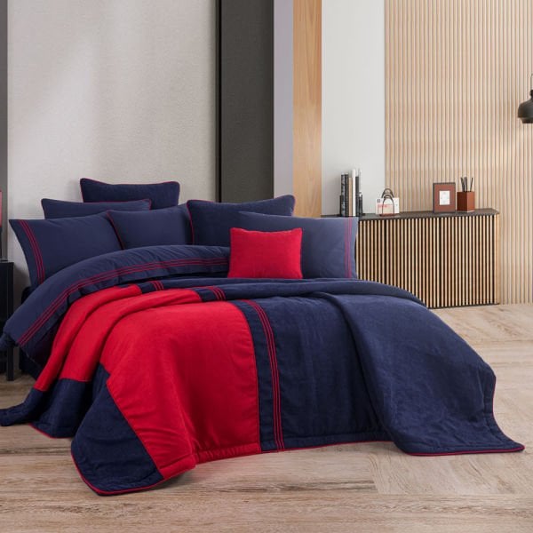 Line Single Dowry Set - Navy Blue Red