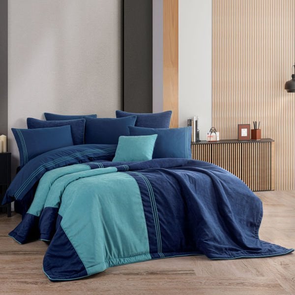Line Single Dowry Set - Navy Blue Turquoise