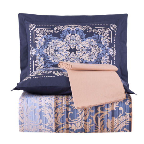Alandra Indigo - Poplin Çift Kişilik Nevresim Takımı