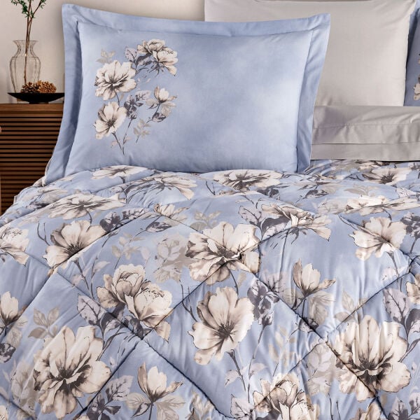 Larmina Sky Blue  - Poplin Çift Kişilik Uyku Seti