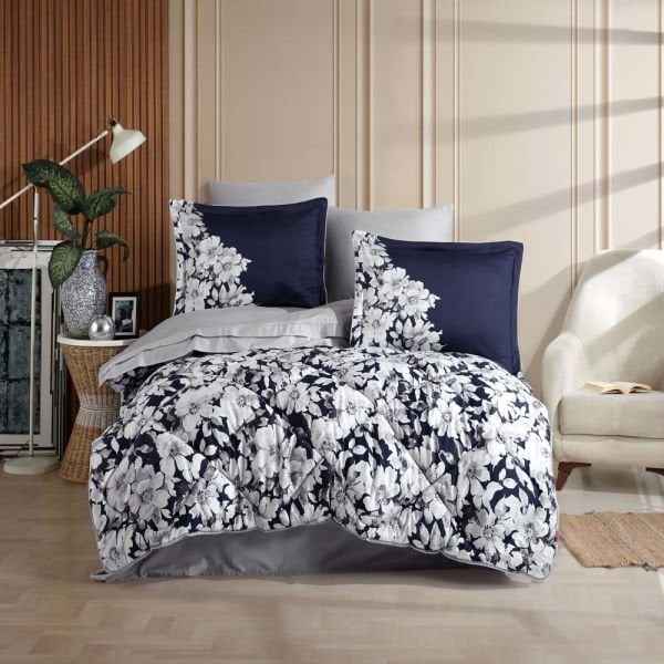 Fiona Navy Blue - Satin Double Sleeping Set