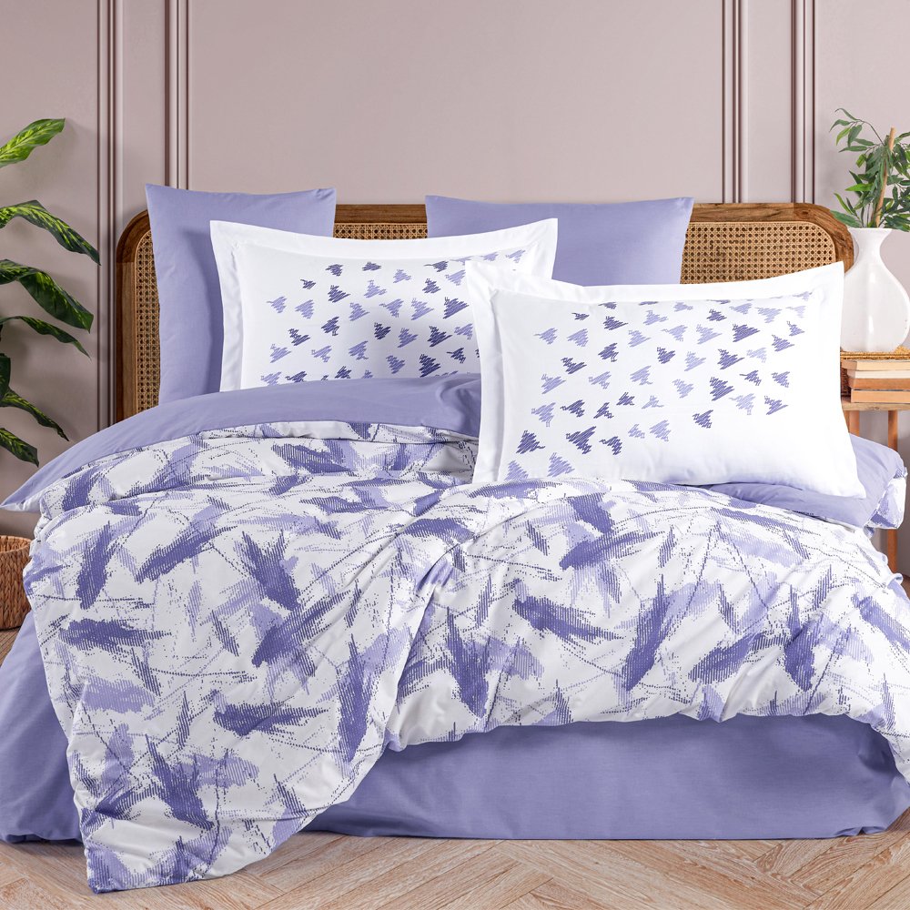 Silva Lila - Poplin Çift Kişilik Nevresim Takımı