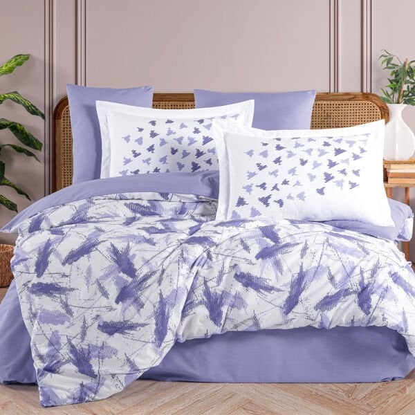 Silva Lila - Poplin Çift Kişilik Nevresim Takımı