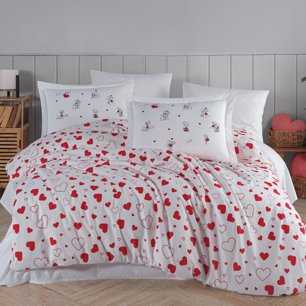 Venüs Kırmızı - Poplin Çift Kişilik Nevresim Takımı