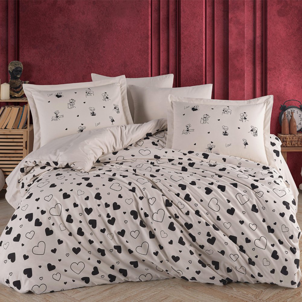 Venüs Siyah - Poplin Çift Kişilik Nevresim Takımı