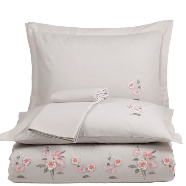 Premium Ophelia Taş - Poplin Çift Kişilik Nakışlı Nevresim Takımı