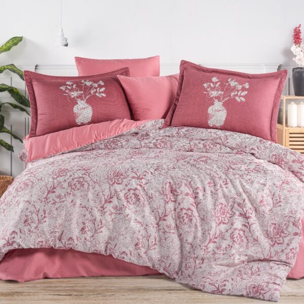 Bolera Gül kurusu - Çift Kişilik Saten Nevresim Takımı