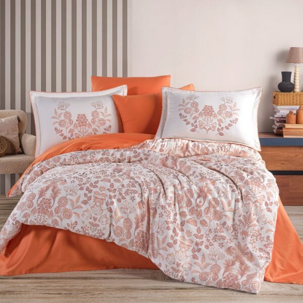 Tiago Oranj - Çift Kişilik Saten Nevresim Takımı