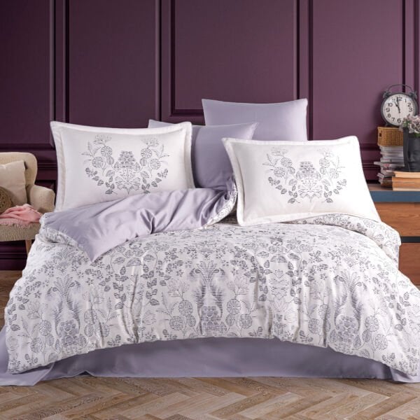 Tiago Violet - Çift Kişilik Saten Nevresim Takımı
