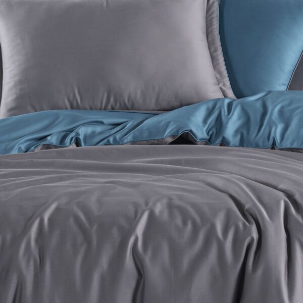 Diamond Koyu Gri İndigo - Çift Kişilik Saten Nevresim Takımı