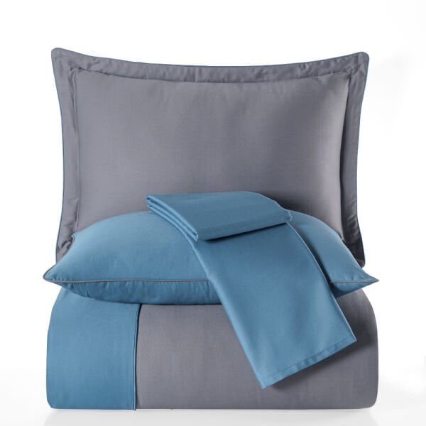 Diamond Koyu Gri İndigo - Çift Kişilik Saten Nevresim Takımı