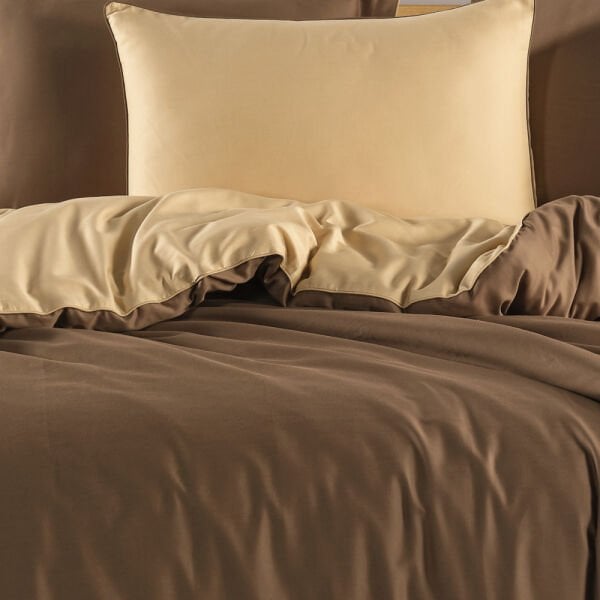 Diamond Kahve Bej - Çift Kişilik Saten Nevresim Takımı