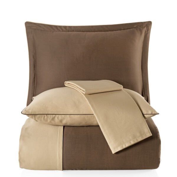 Diamond Kahve Bej - Çift Kişilik Saten Nevresim Takımı
