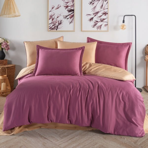 Diamond Mürdüm Şampanya - Çift Kişilik Saten Nevresim Takımı