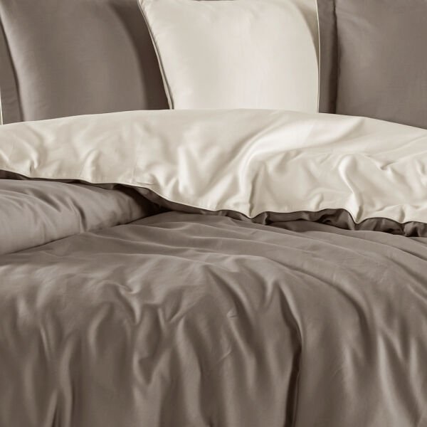 Diamond Taş Krem - Çift Kişilik Saten Nevresim Takımı