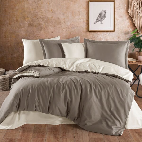 Diamond Taş Krem - Çift Kişilik Saten Nevresim Takımı