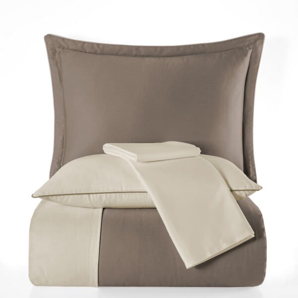 Diamond Taş Krem - Çift Kişilik Saten Nevresim Takımı