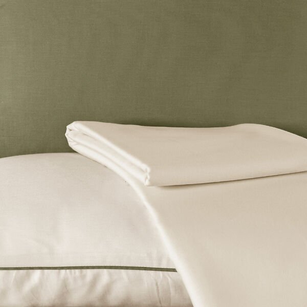 Diamond Yeşil Krem - Çift Kişilik Saten Nevresim Takımı