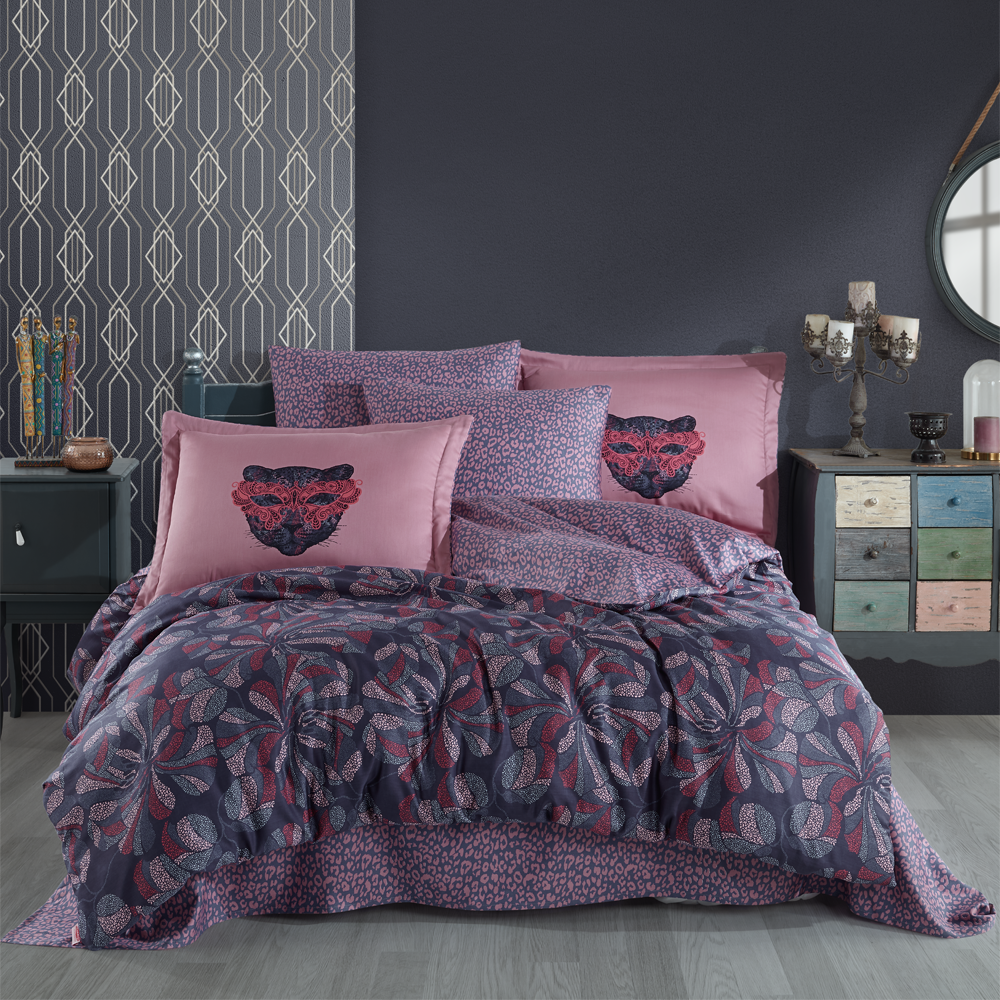 Caprice Pink - Double Satin Duvet Cover Set