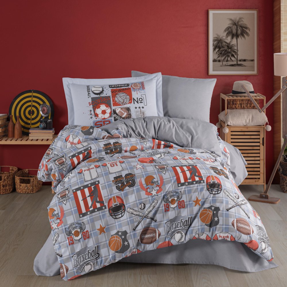 Victory Mavi - Poplin Studio Tek Kişilik Nevresim Takımı