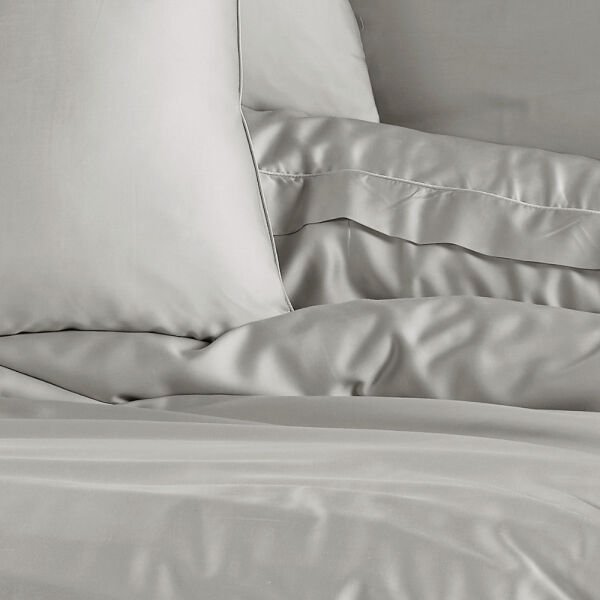 Platin Gri - Çift Kişilik 300 TC Tencel Düz Saten Nevresim Takımı