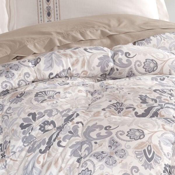 Anabel Gri - Poplin Çift Kişilik Uyku Seti