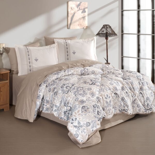 Anabel Gri - Poplin Çift Kişilik Uyku Seti