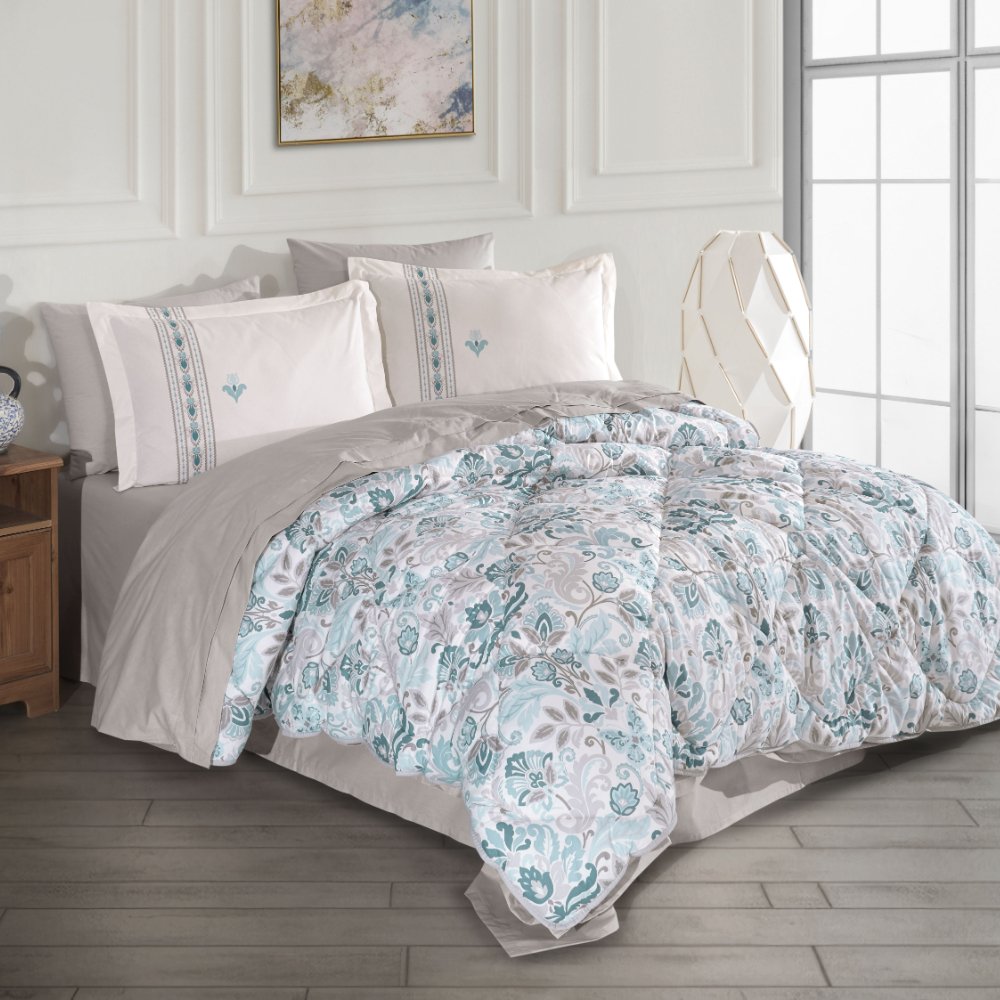 Anabel Turkuaz - Poplin Çift Kişilik Uyku Seti