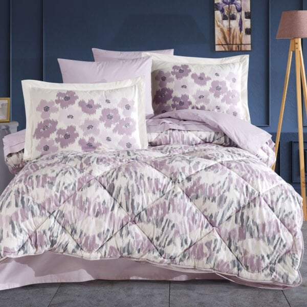 Penny Lila - Poplin Çift Kişilik Uyku Seti