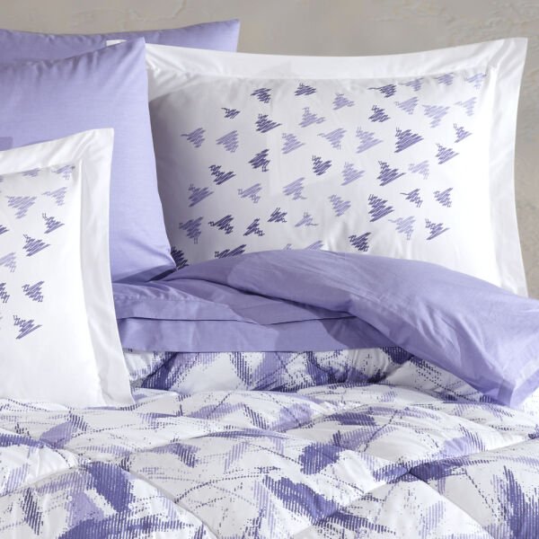 Silva Lila - Poplin Çift Kişilik Uyku Seti