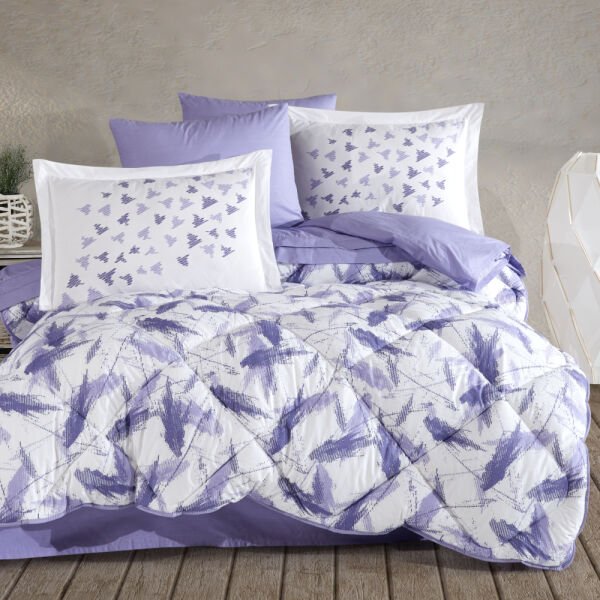 Silva Lila - Poplin Çift Kişilik Uyku Seti