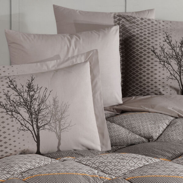 Tanya Kahve  - Poplin Çift Kişilik Uyku Seti