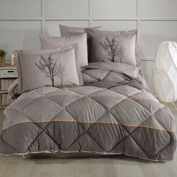 Tanya Kahve  - Poplin Çift Kişilik Uyku Seti