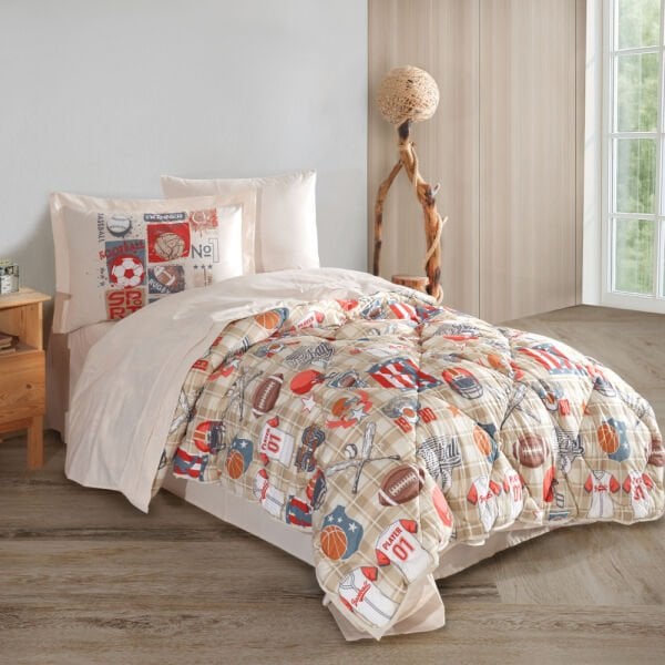 Victory Bej -  Poplin Studio Tek Kişilik Uyku Seti